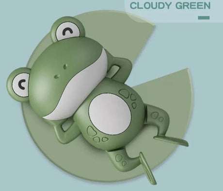 Green frog-shaped object on a light blue background with 'Cloudy Green' text.