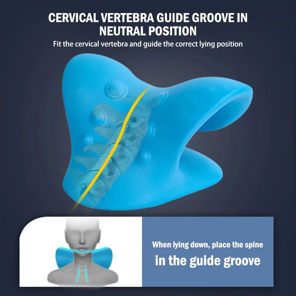 Cervical vertebra support guide for the neck relaxer, explaining how the stretcher eases stiffness after work.