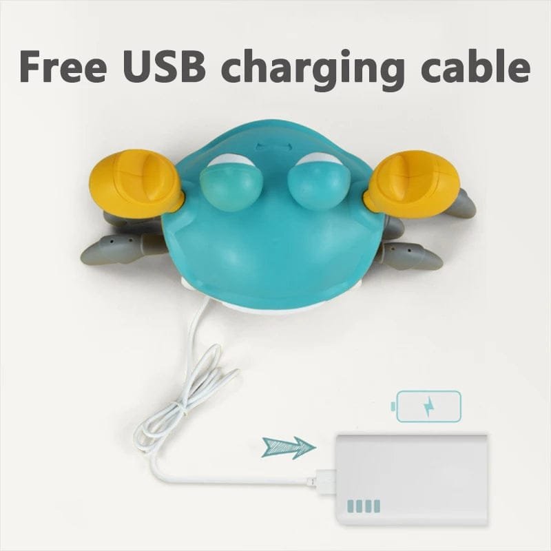 Toy turtle with a USB charging cable on a white background