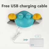 Toy turtle with a USB charging cable on a white background