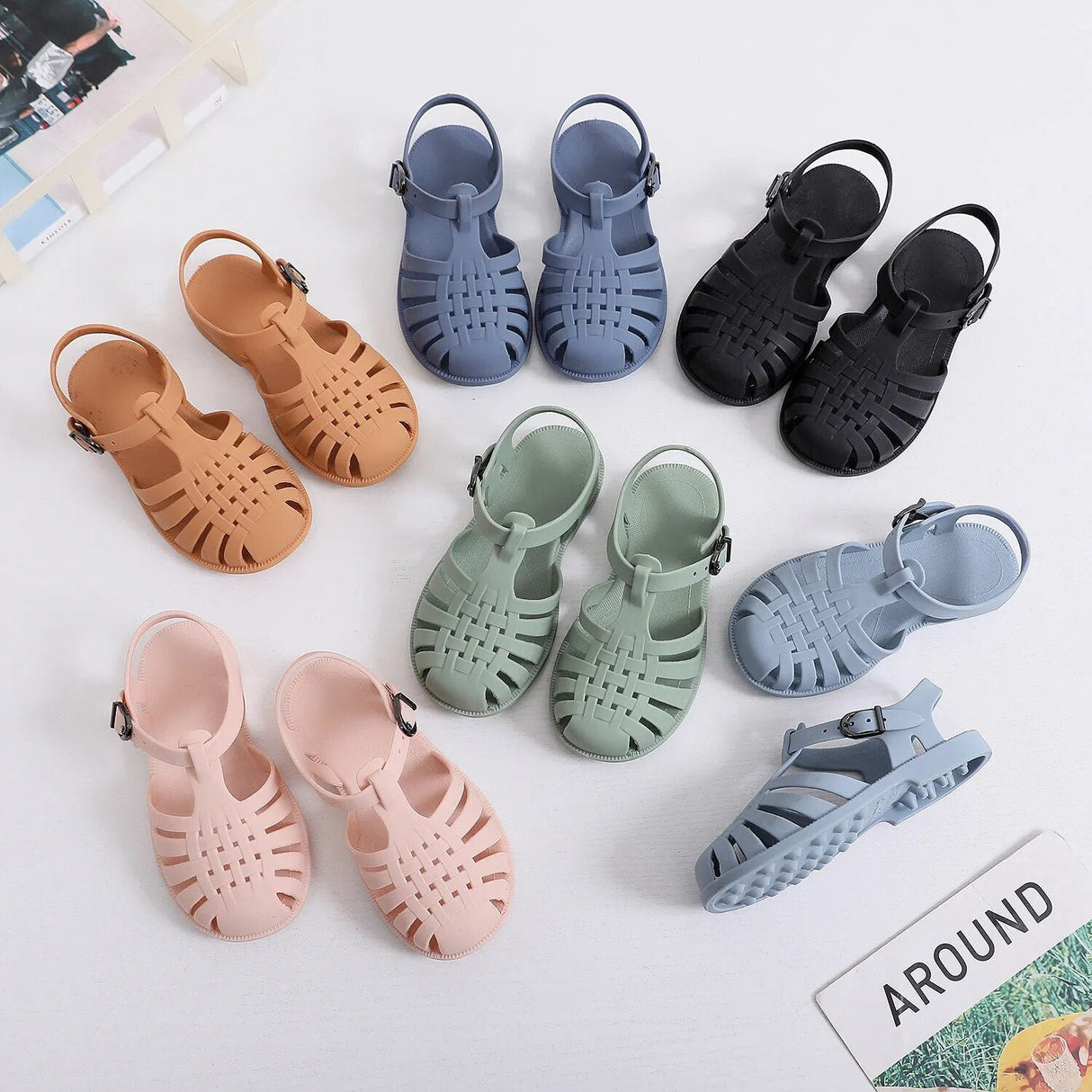 Set of colorful children's sandals 