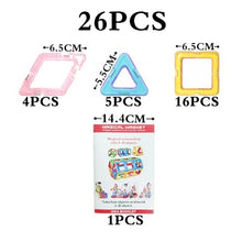 Set of colorful magnetic building frames with packaging.