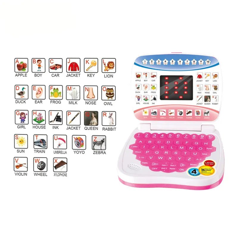 Childrens Learning Laptop toy with colorful keys for early education and screen-free-alternative learning fun.