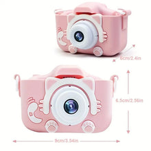 Pink toy camera with measurements 