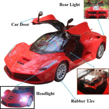 Labelled parts of the classical RC car including headlights, doors and rubber tyres for kids to learn the model.