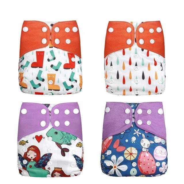 Four colorful children's diapers with different patterns (option 3)