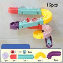 Swimming Water-Spraying Cloud and Flower Bath Toys 16 piece set contents for building varied water tracks at bath time.
