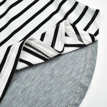 Color-Block Striped Maternity Nursing Tee fabric close-up showing soft stretch material for comfort.