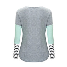 Color-Block Striped Maternity Nursing Tee with striped cuff detail for nursing mothers on the go.