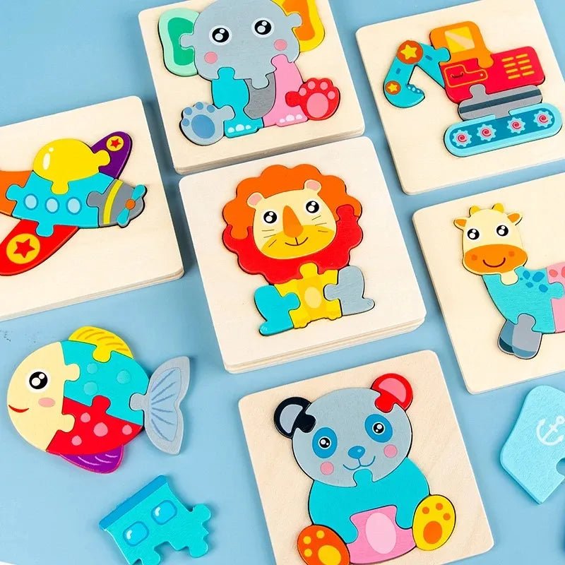 Set of colorful animal puzzles 