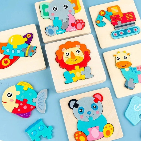 Set of colorful animal puzzles 