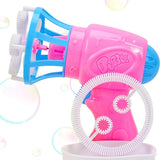 Pink bubble gun with blue accents.