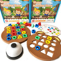 Shape matching game with colorful shapes and a bell.