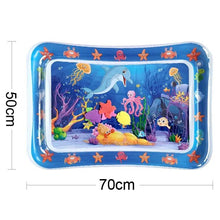 Colorful Inflatable Baby Tummy Time Water Mat shown on a white background for developmental play sessions.
