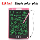 8.5-inch LCD writing board with pink frame and pen.