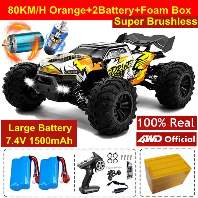 Compact 4WD RC drift racing car with accessory set, an easy-to-carry remote control toy for trips and holidays.