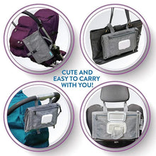 Compact diaper changing pad that clips onto strollers and bags, keeping nappy essentials to hand during outings.