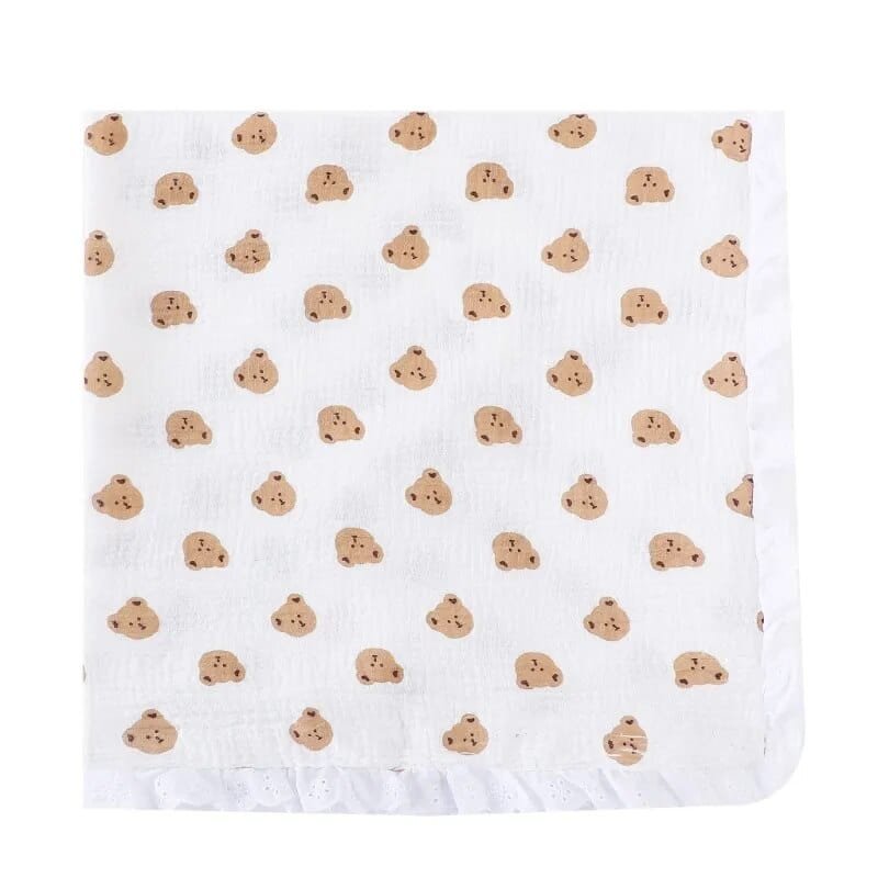 Super Soft Cotton Gauze Muslin Swaddle and Bath Towel, pattern B7, 79x60 cm, for newborn swaddling, bath time, and stroller outings.