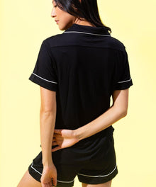 Cotton short mama pajamas shirt and shorts styled for breathable summer sleep, hospital bag packing, and lazy mornings.
