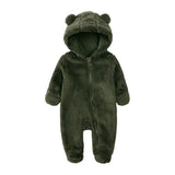 Green baby onesie with bear ears and feet 