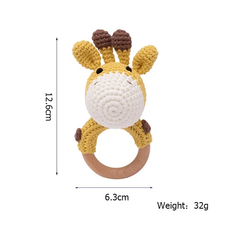 Crochet Animal Wooden Teether with BPA-free rattle built for safe mouthing and everyday teething comfort.