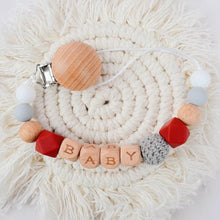 Design six of the custom baby teether dummy chain with silicone beads for gentle chewing and dummy security.