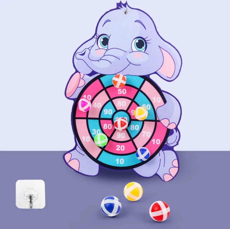 Children's dartboard with elephant design.