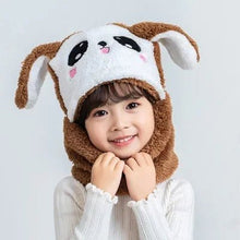 A child wearing a cartoonish dog hat 
