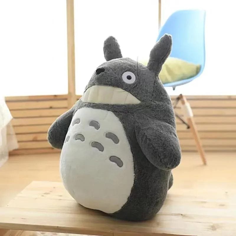 Cute Totoro with Lotus Leaf Plush soft doll for anime fans, desk decoration, and comforting bedtime snuggles.