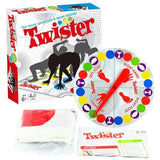 Twister game set with spinner and packaging on a white background