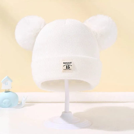 Warm Knitted Baby Beanie with Pom - Autumn/Winter, Solid Color image 1
