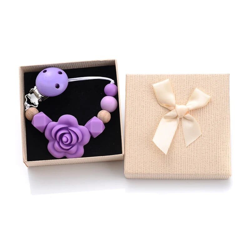 Personalized Baby Pacifier Clips with Name - Silicone Beaded Chain - Color 17 image