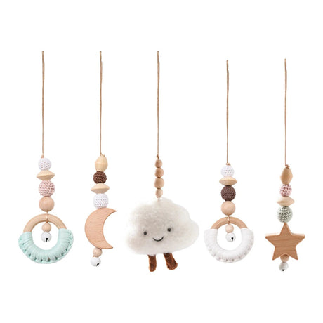 Natural Wooden Baby Gym & Teether with Clouds & Rodent image 8
