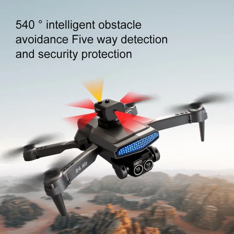 D6 drone obstacle avoidance sensors for safer flights around trees, buildings, and open countryside.