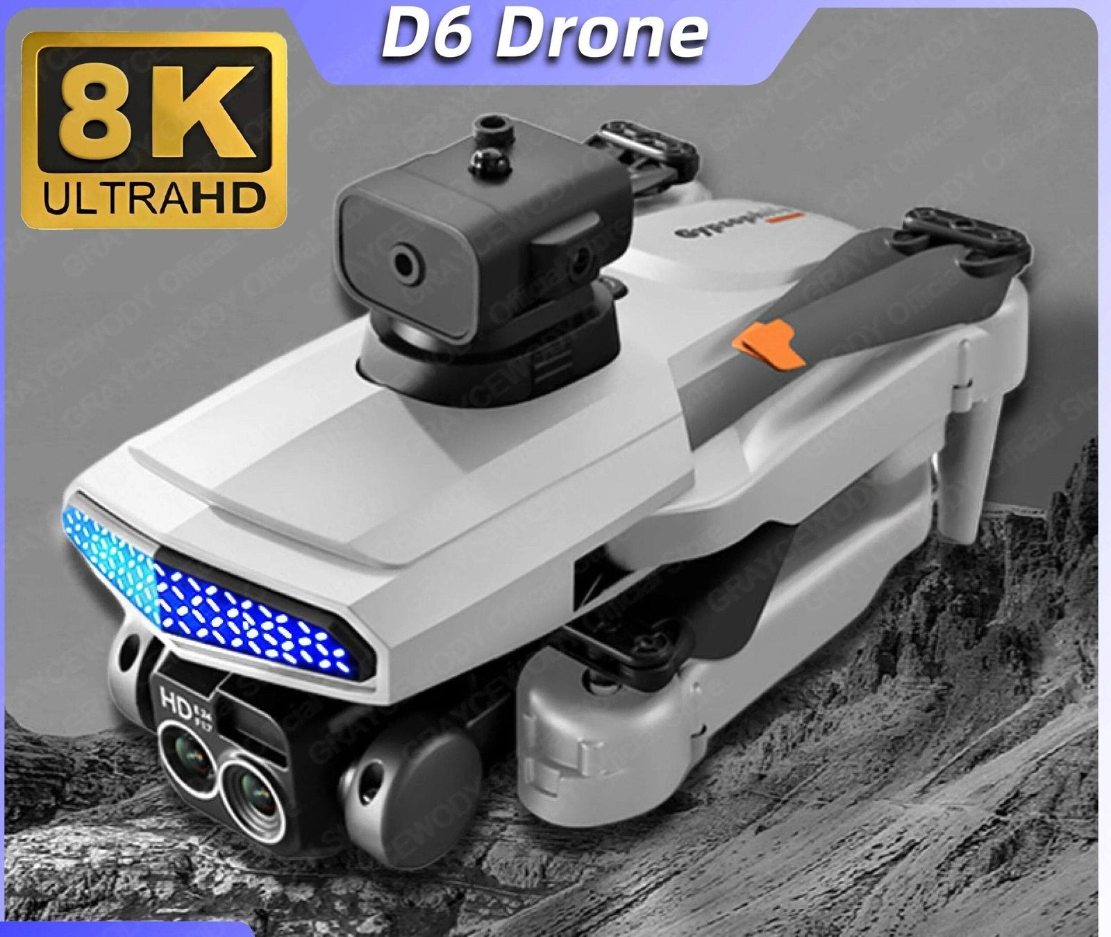 D6 mini drone with 8K UltraHD camera for aerial photography, outdoor filming, and hobby flying.
