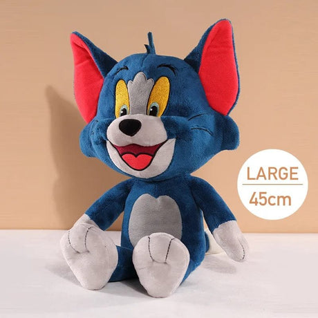 Blue plush toy with red ears on a beige background