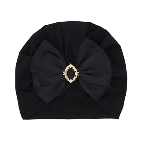 Shiny Rhinestone Bowknot Baby Turban - Soft Cotton Cap image 24