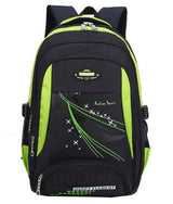 Black and green backpack with visible branding