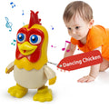 Dancing Chicken Bartolito musical toy in use as a child plays for toddler learning and entertainment.
