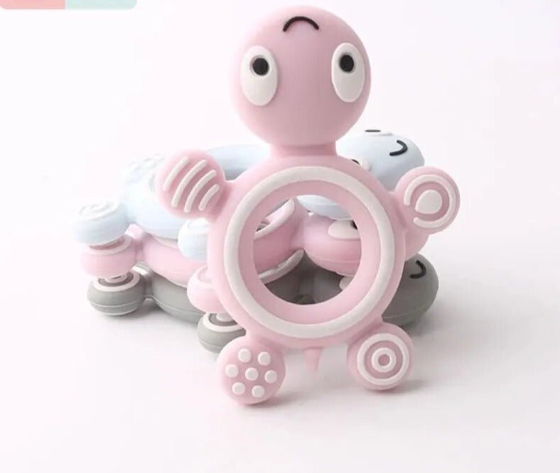 1PC Turtle Silicone Teether - Food Grade, Baby-Safe - Candy pink Turtle image
