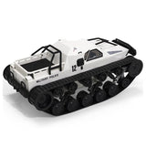 Toy military vehicle with tracks on a white background