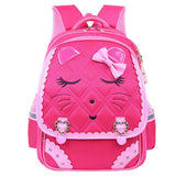 Fashion Sweet Cat Girl's School Bags Waterproof Cartoon Pattern - rose red image