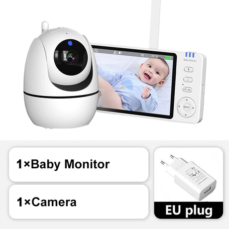 Baby monitor with camera and screen displaying a baby