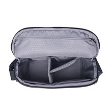 Gray bag with open compartments