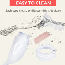 Dolphin silicone baby bottle parts rinsed under water showing easy-clean design for daily bottle care.