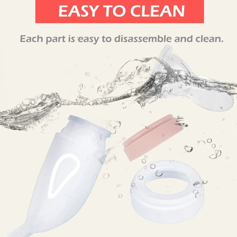 Dolphin silicone baby bottle parts rinsed under water showing easy-clean design for daily bottle care.
