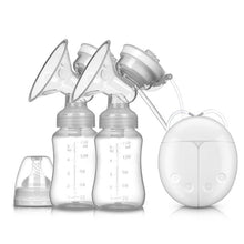 Double electric breast pump and milk bottle set for daily nursing mothers milk expression.