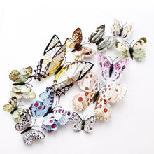 Double layer 3D butterfly wall magnets in mixed colours for DIY decor and craft displays.