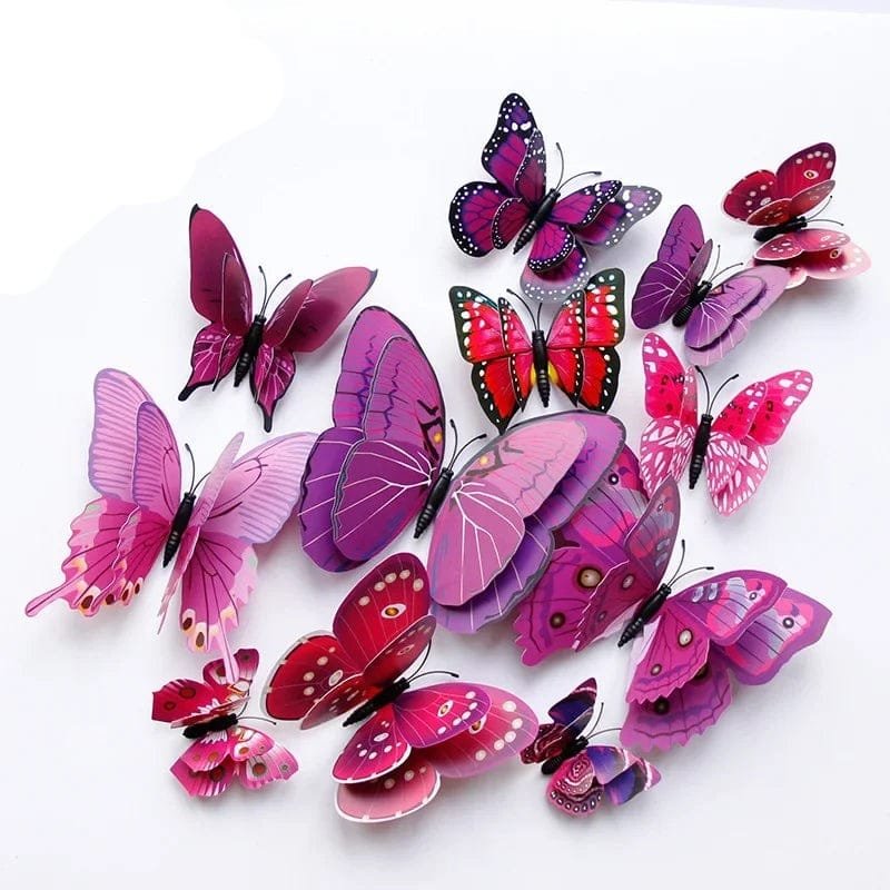 Double layer 3D butterfly magnets in a colour mix for feature wall decor and craft activities.