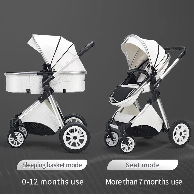 3-in-1 baby stroller shown in bassinet and seat configurations for newborn naps and toddler rides.